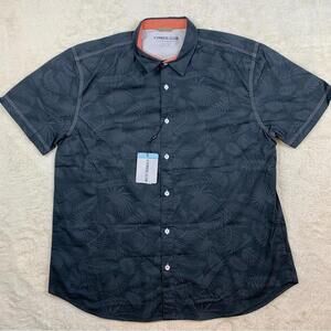 Cypress Club Men’s Black Patterned Button Down  Short Sleeve NWT Casual Large